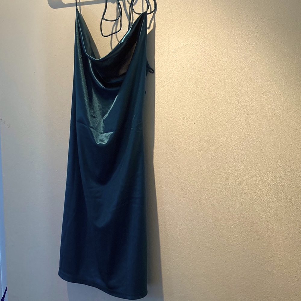 Green satin feel dress